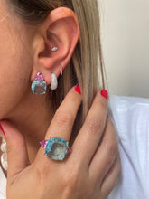 Carregar imagem no visualizador da galeria, Anel square água marinha e pink
