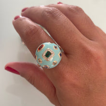 Carregar imagem no visualizador da galeria, Anel semijoia meia esfera turquesa
