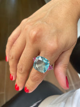Carregar imagem no visualizador da galeria, Anel square água marinha e pink
