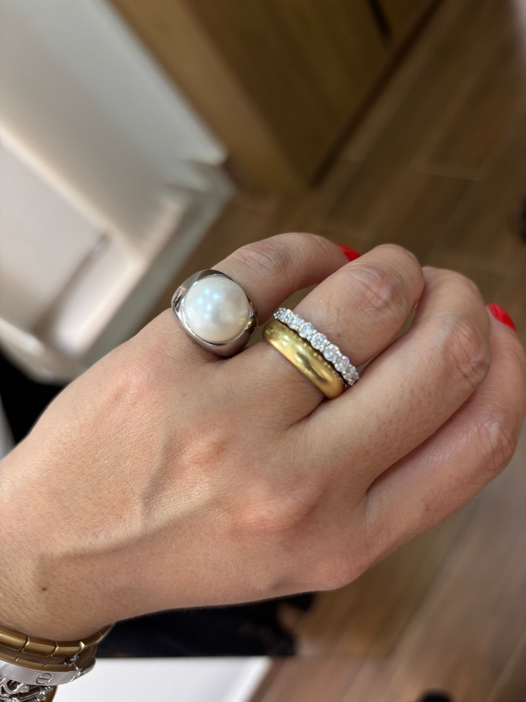 Anel dedinho pérola