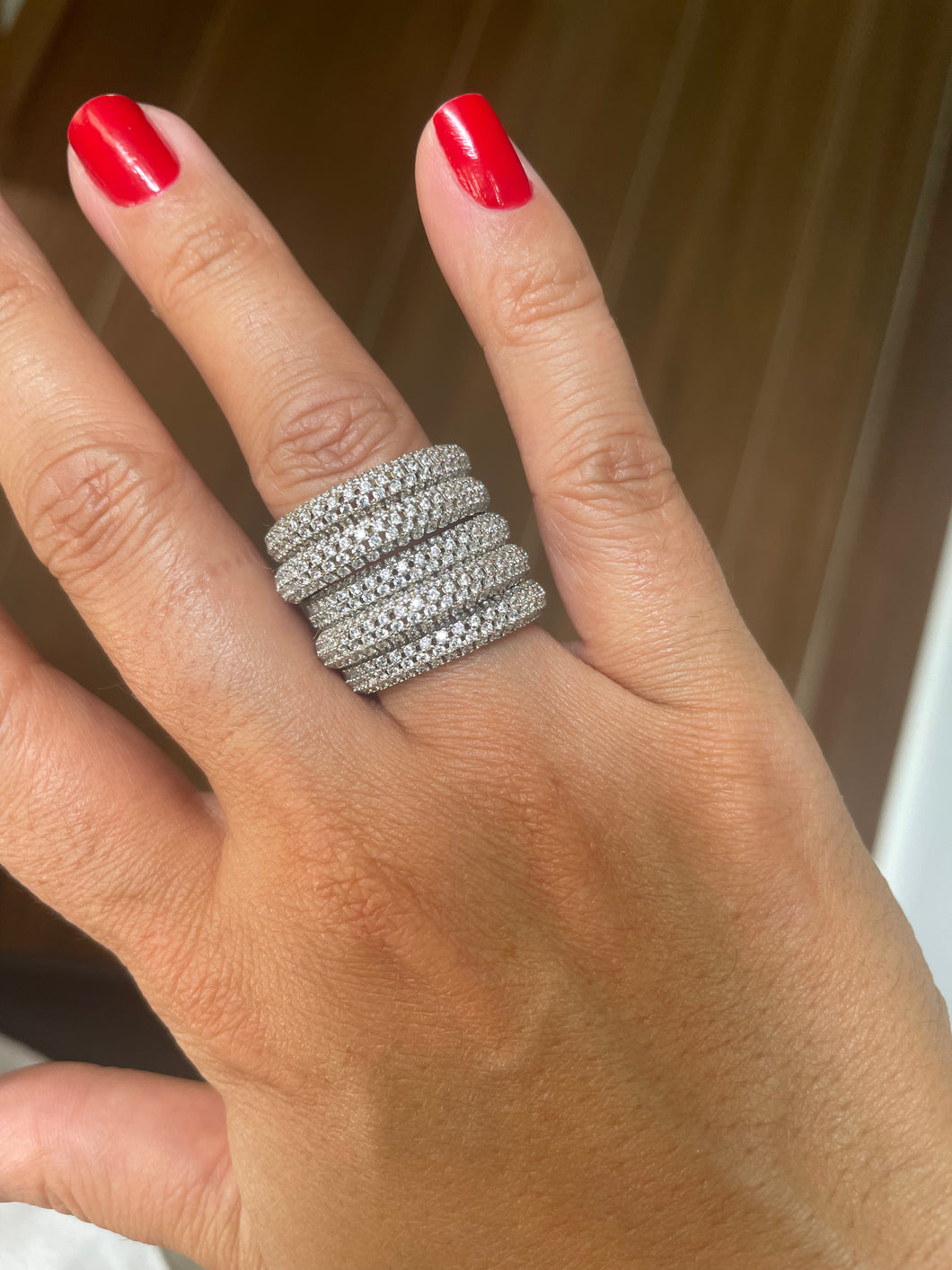 Anel 5 alianças com zirconias