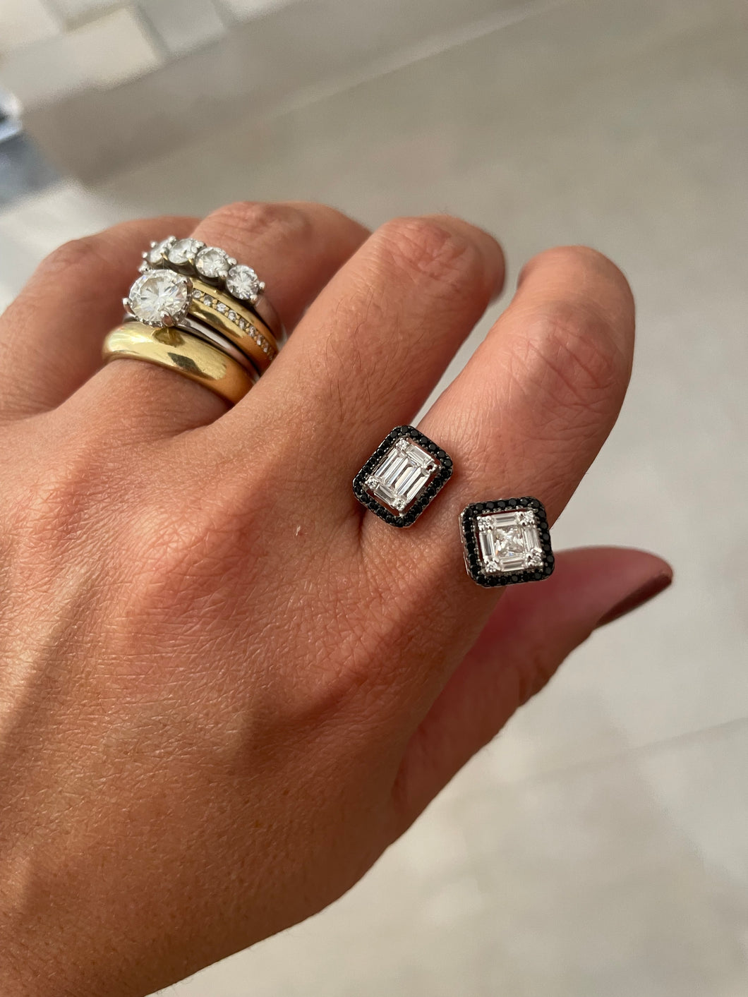 Anel aberto black/white