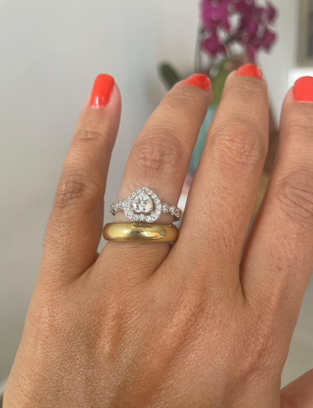 Anel coração love moissanite