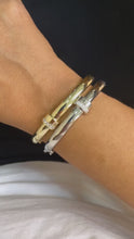 Carregar e reproduzir vídeo no visualizador da galeria, Bracelete polido com detalhes zircônias
