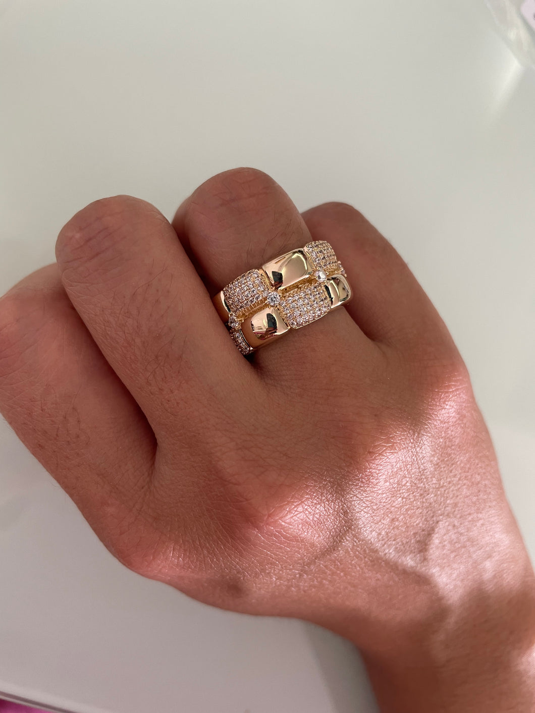 Anel aro duplo retangular