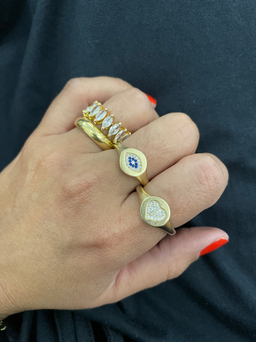 Anel coração fosco