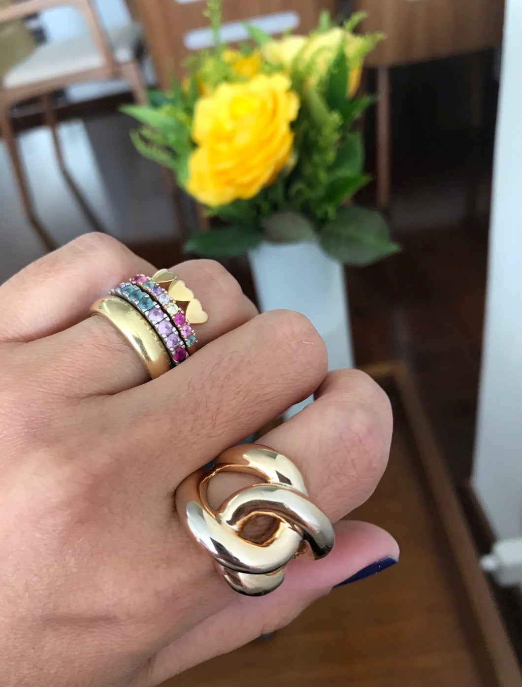 Anel entrelaçado polido