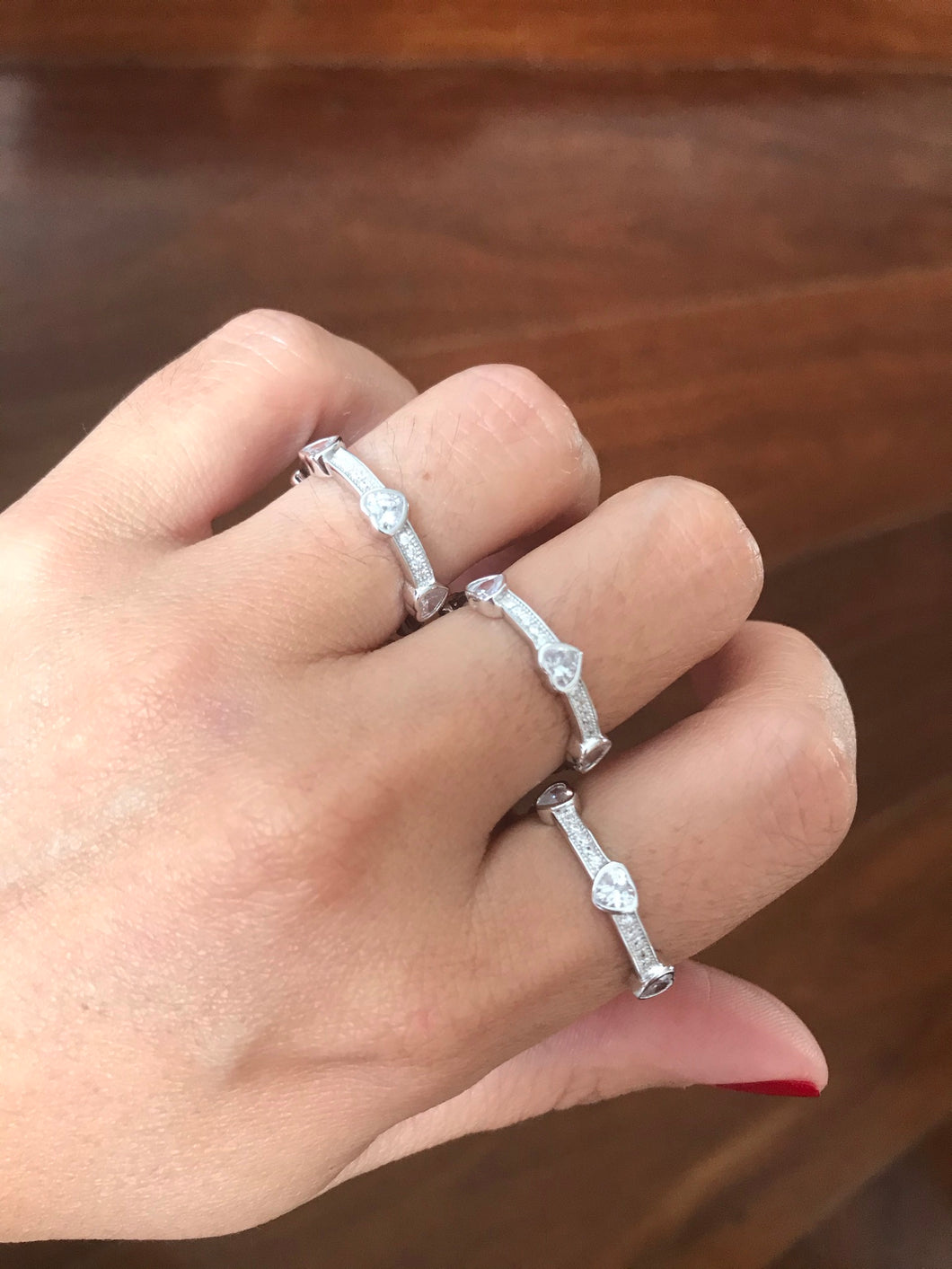 Anel aparador coração intercalado