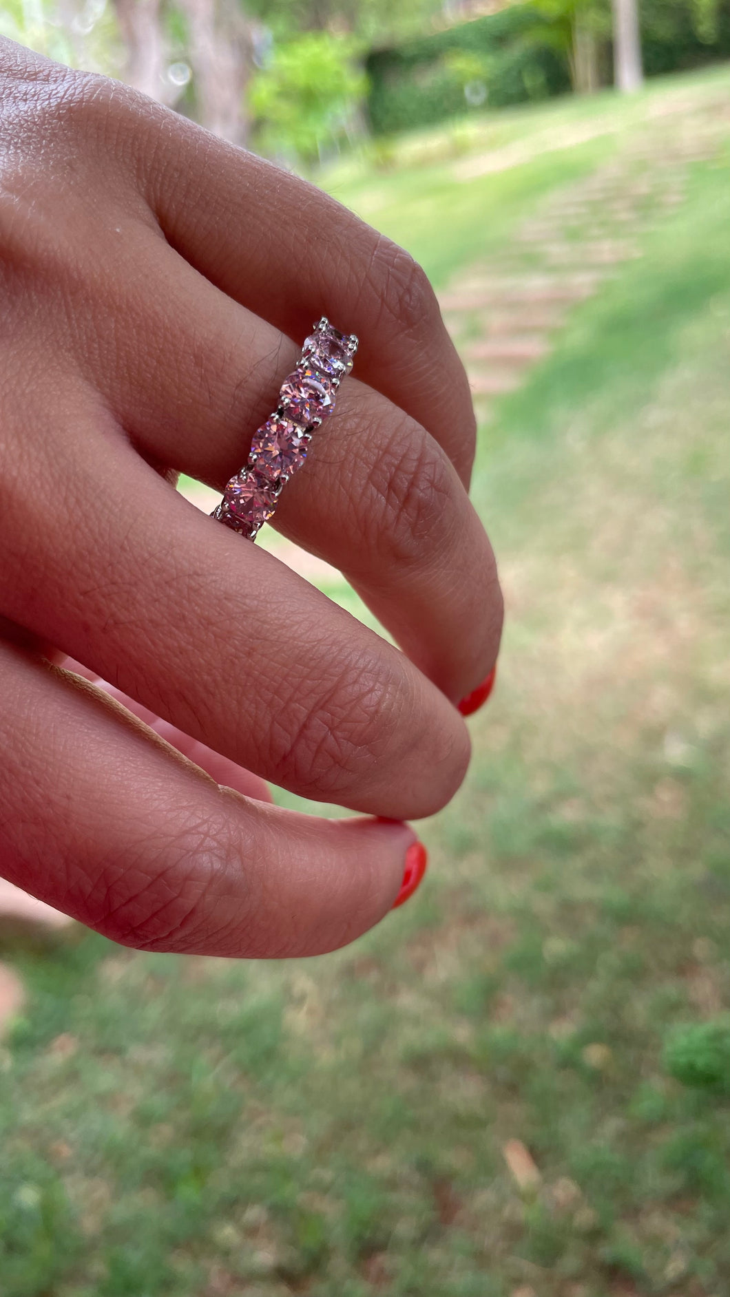 Anel meia aliança kunzita