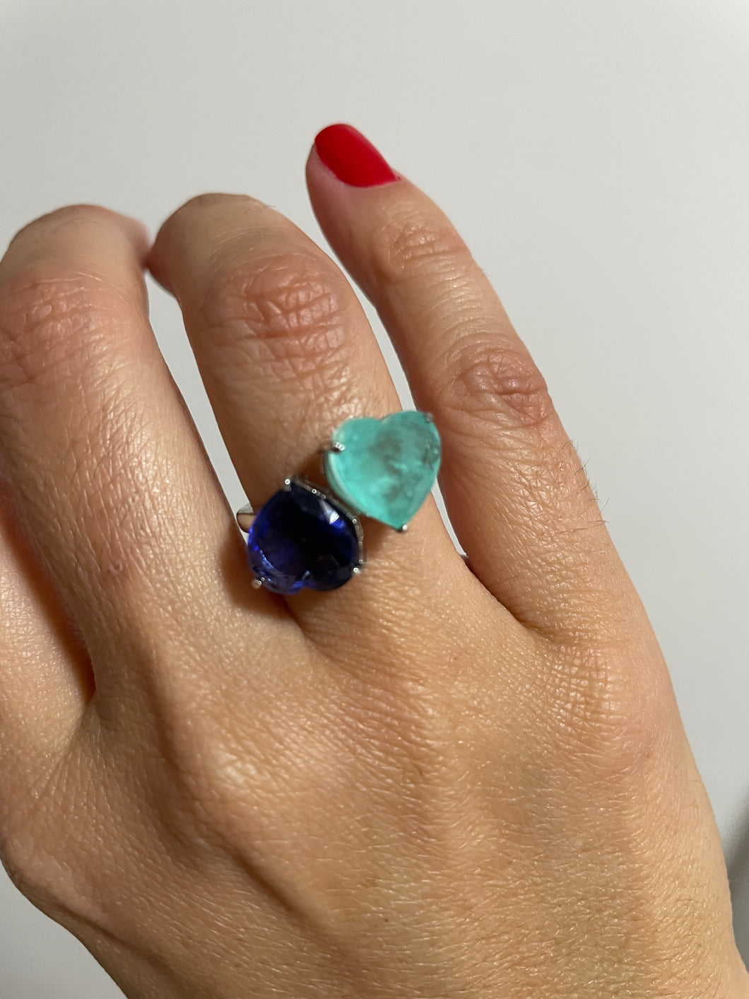 Anel coração duplo