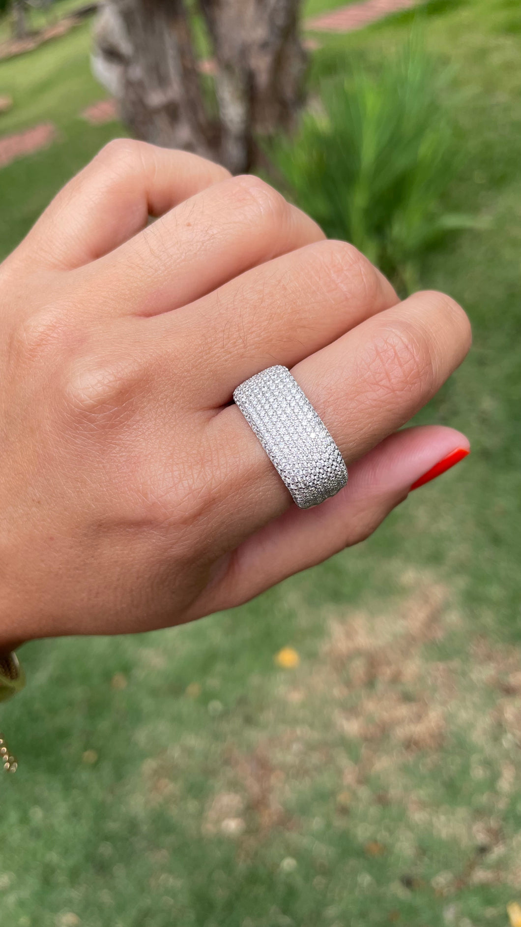 Anel aro quadrado zirconias