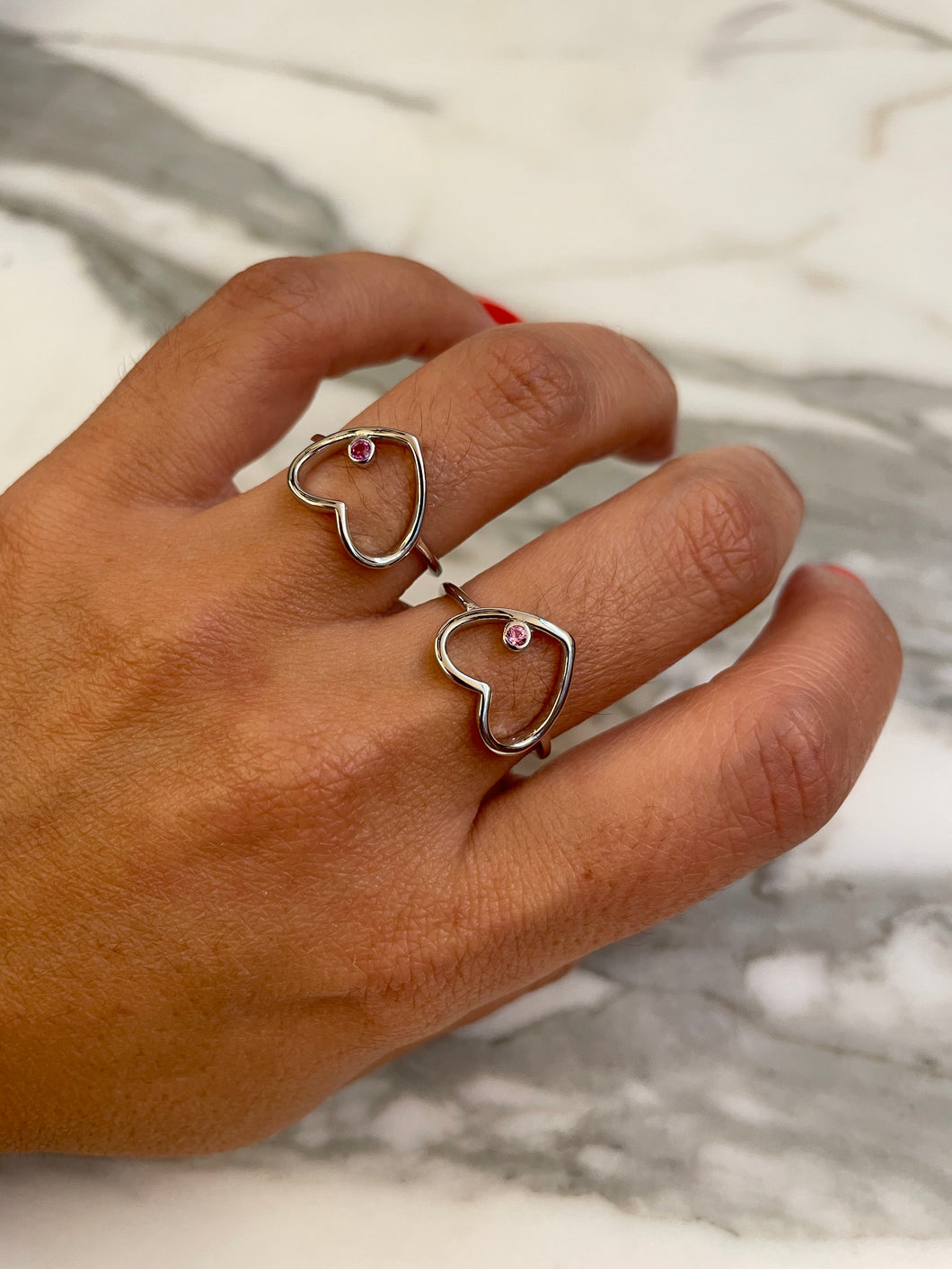 Anel coração vazado 1 zirconia