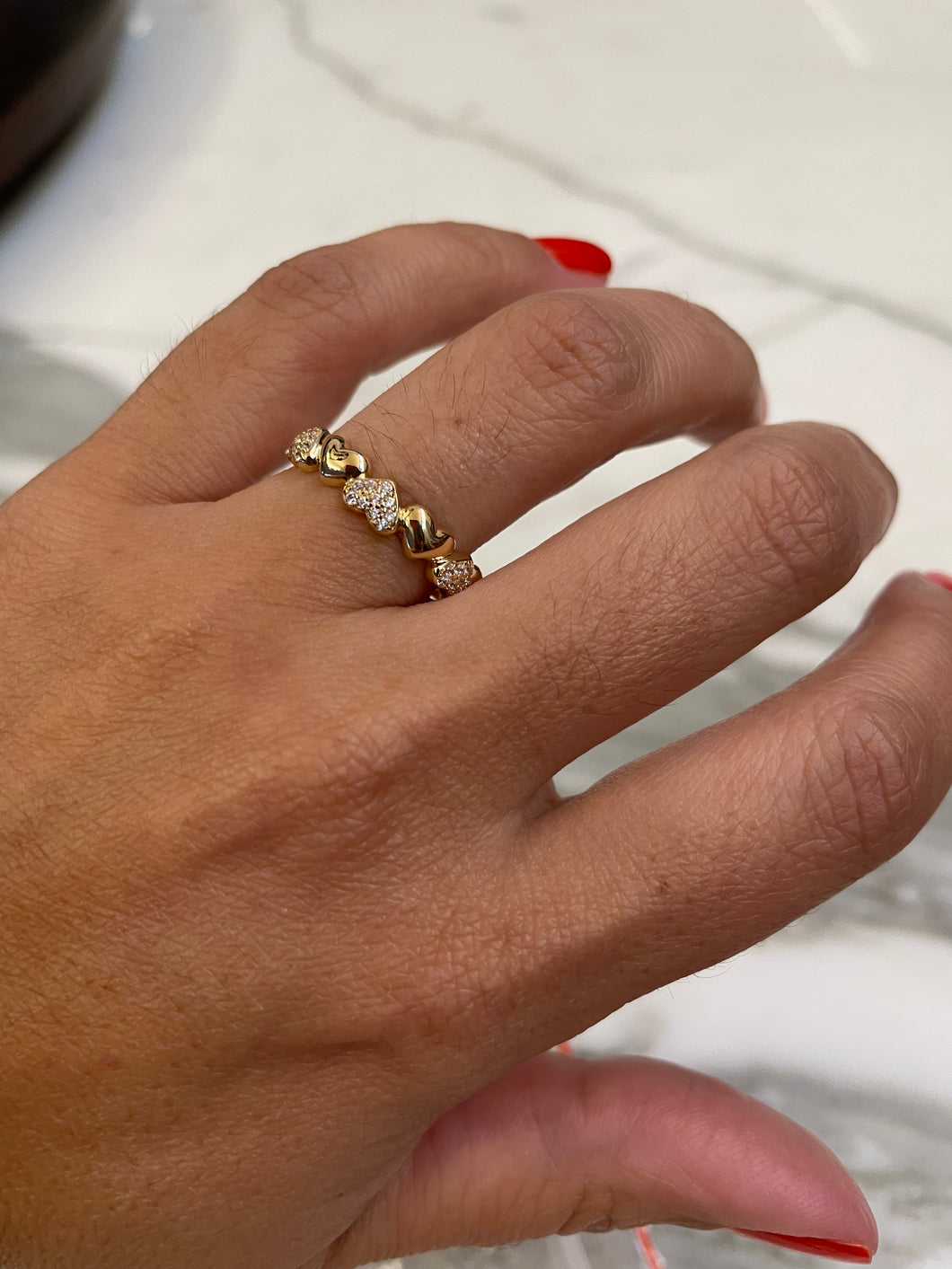 Anel coração polido int zirconias