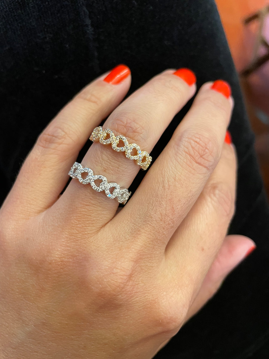 Anel aparador coração zirconias