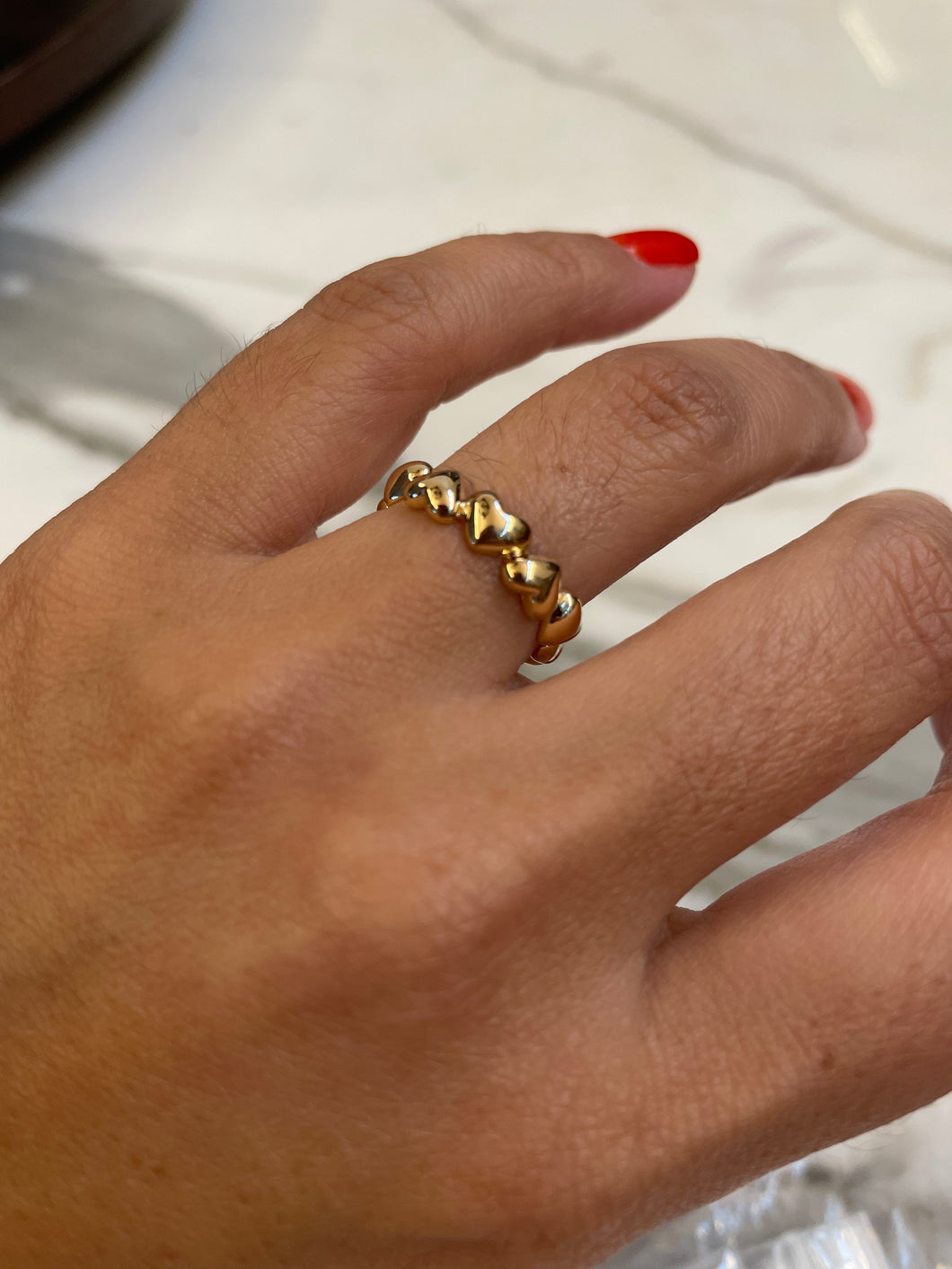 Anel coração polido