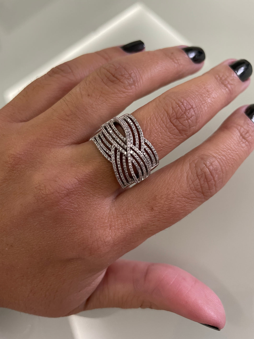 Anel fios zirconias microcravação