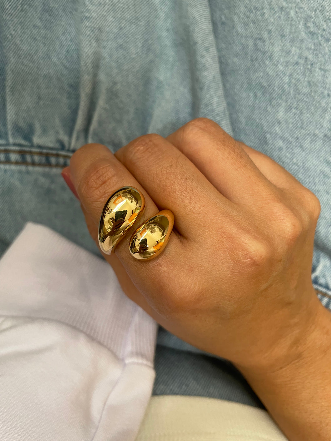 Anel duas gotas semijoia St