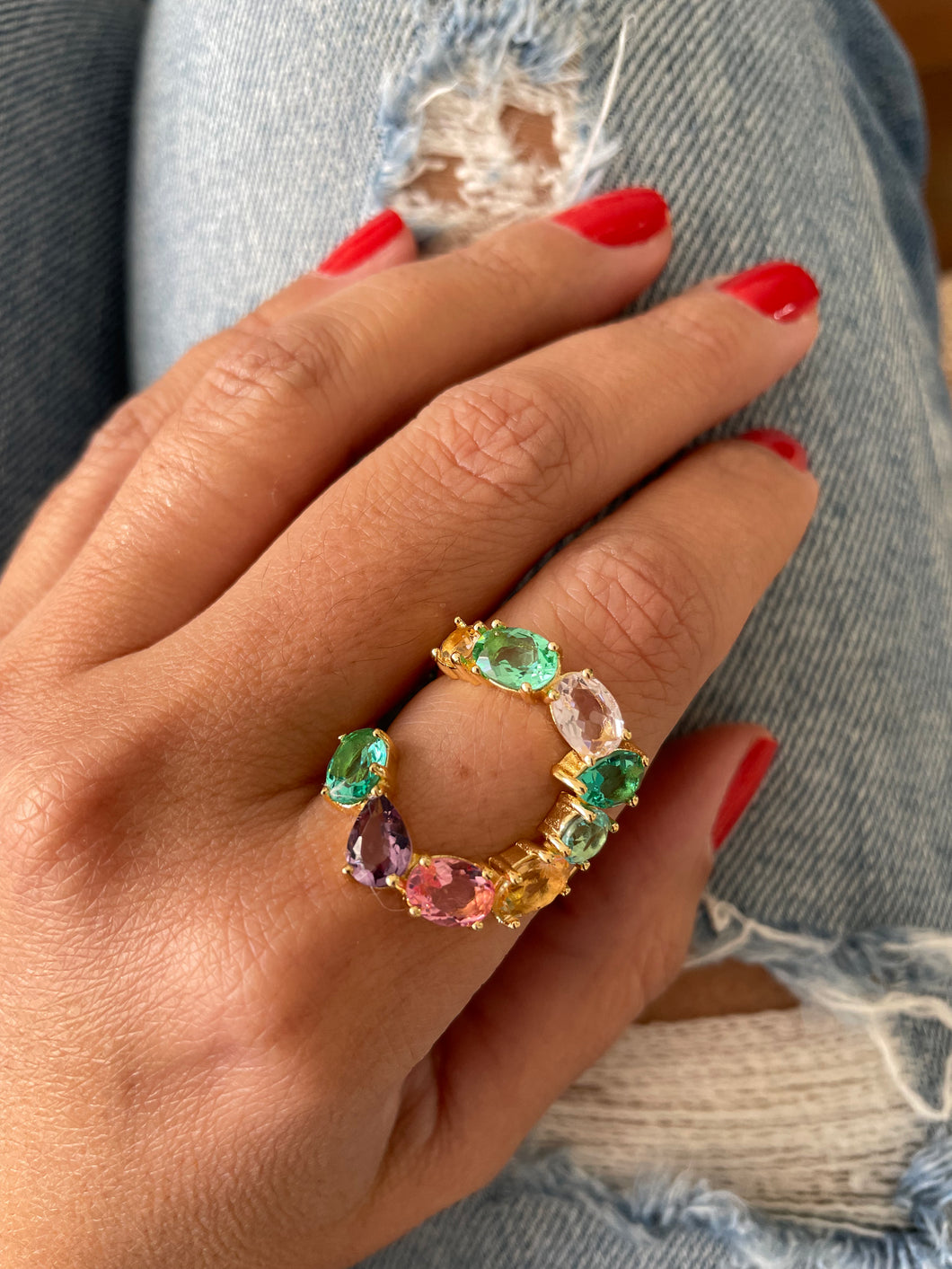 Anel aberto colorido